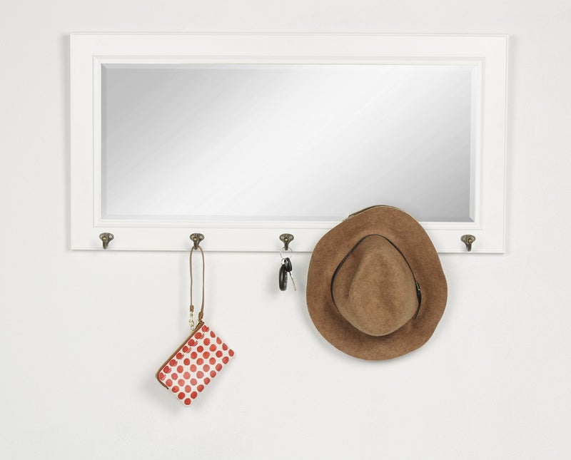 DesignOvation Kate and Laurel Pub Mirrors with 5 Metal Hooks, White - Image 3